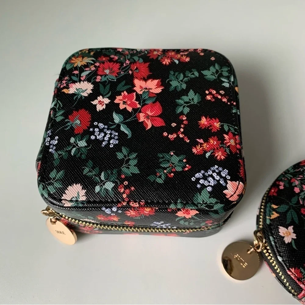 Ann Taylor LOFT Floral Jewelry Box with Mini Mirror